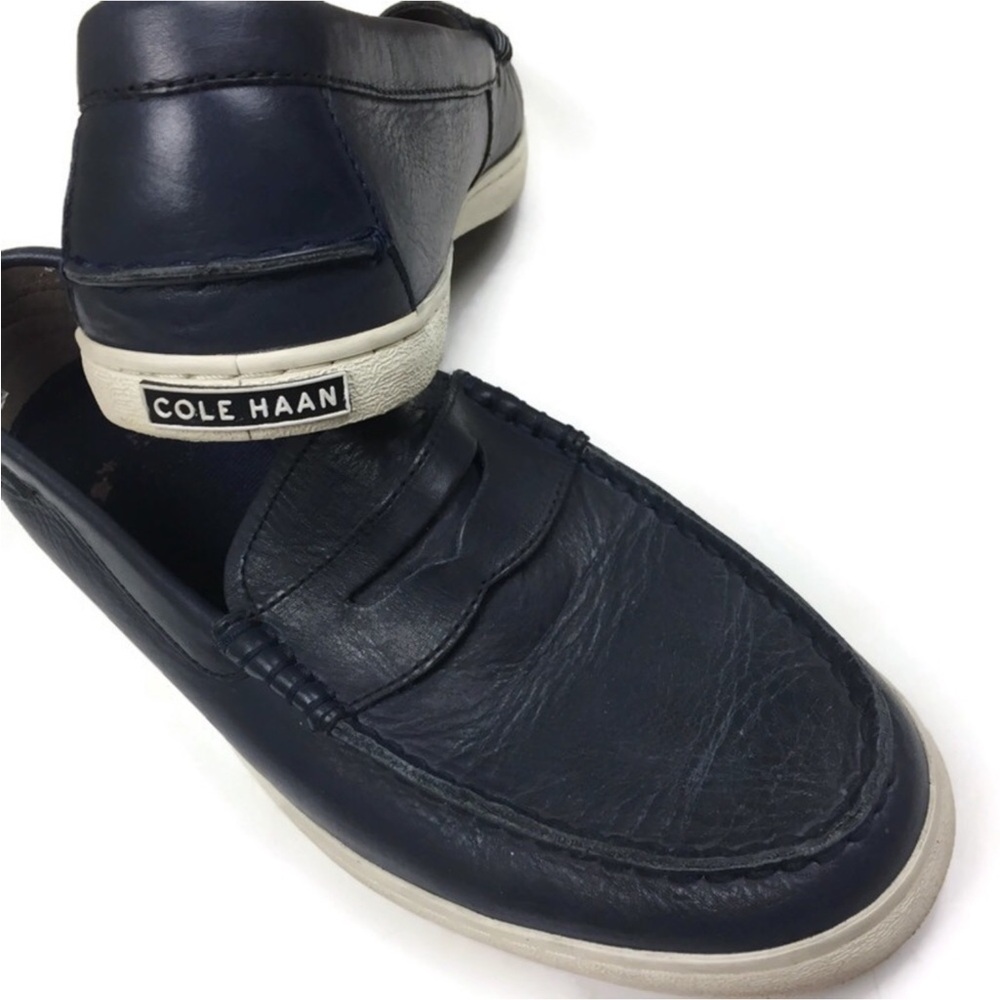 Cole Haan Grand.OS Nantucket Navy Leather Slip-On Penny Loafer Size 10 - Picture 7 of 8